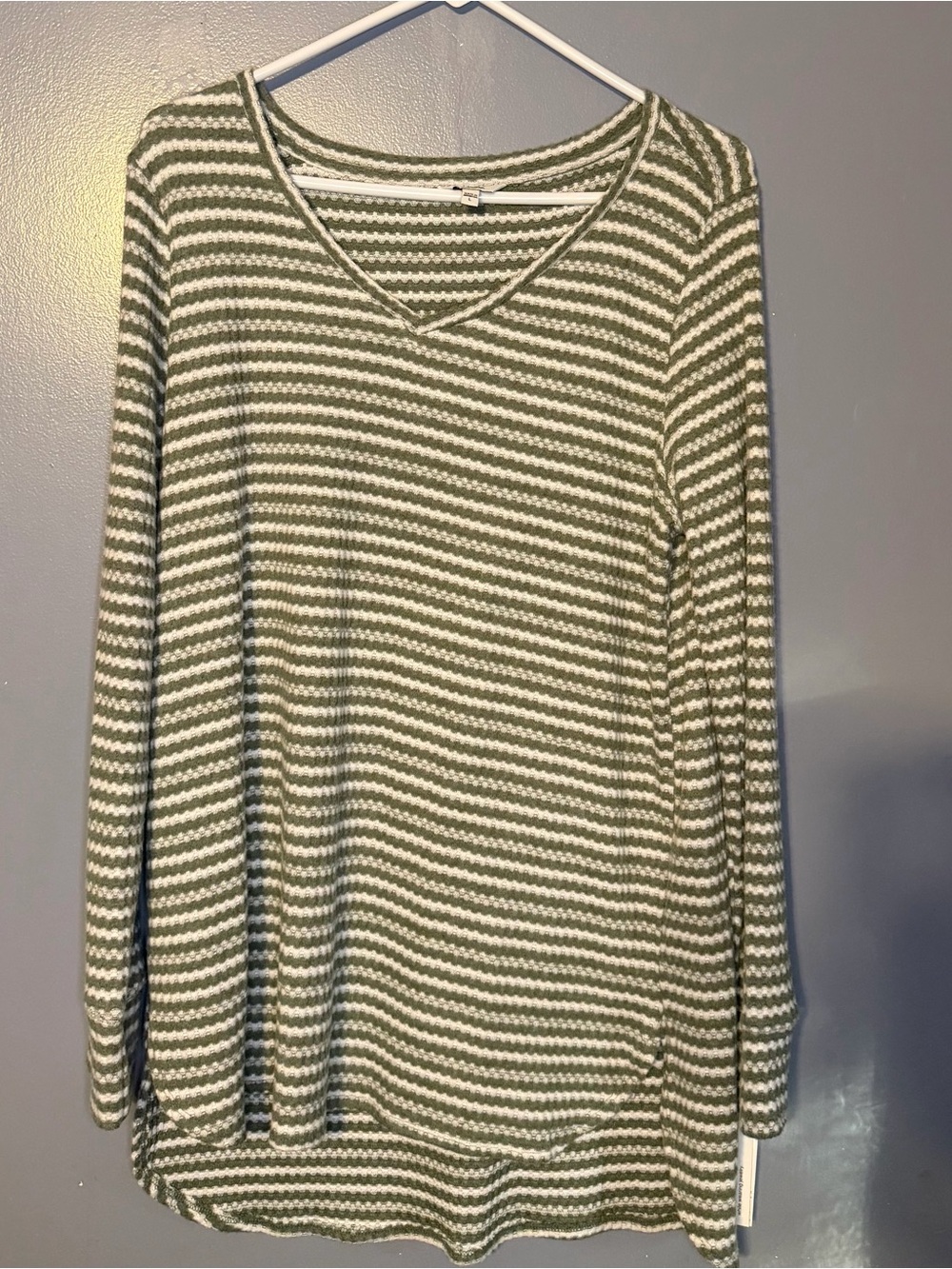 SONOMA Goods for Life Striped Waffle Knit Top – Size Large 🤍💚